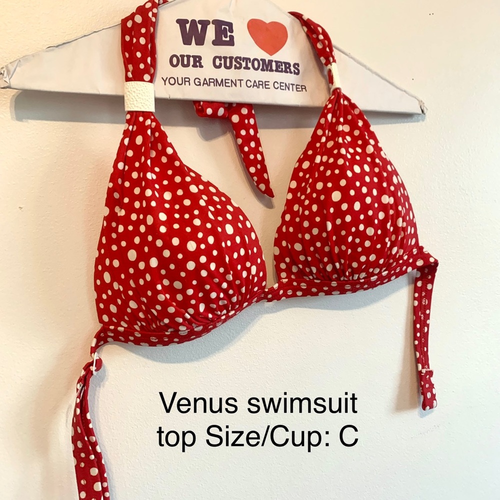 Venus Goddess Enhancer bikini top C red polka dot